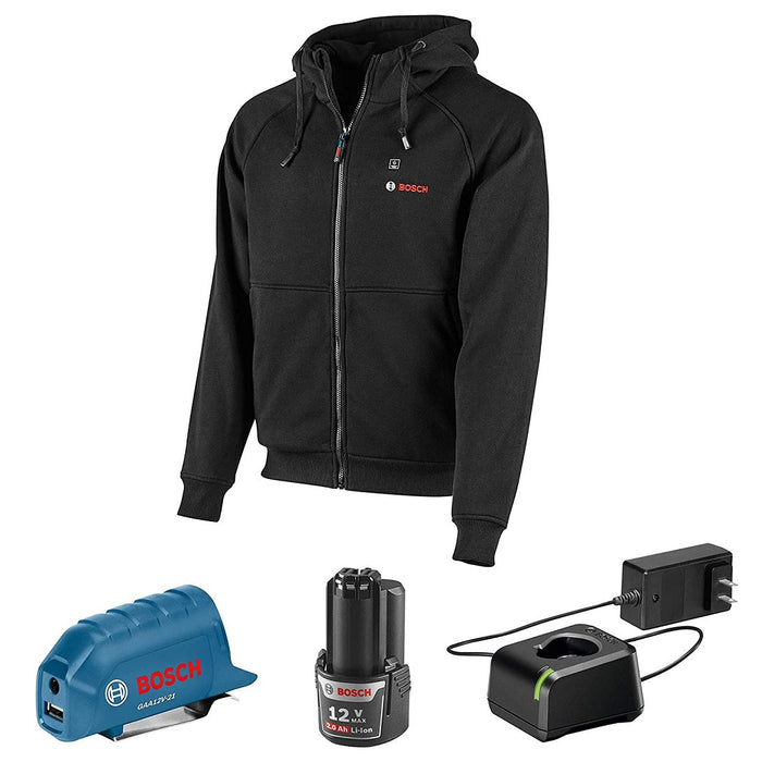 Bosch GHH12V-20SN12 Heated Hoodie with Portable Power Adapter (Size: Small)