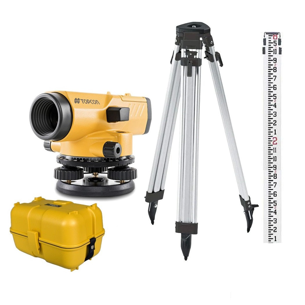 Topcon AT-B3A Auto Level With Tripod & Rod Package — QL Equipment